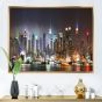 Lit NYC Manhattan Skyline  Canvas Print