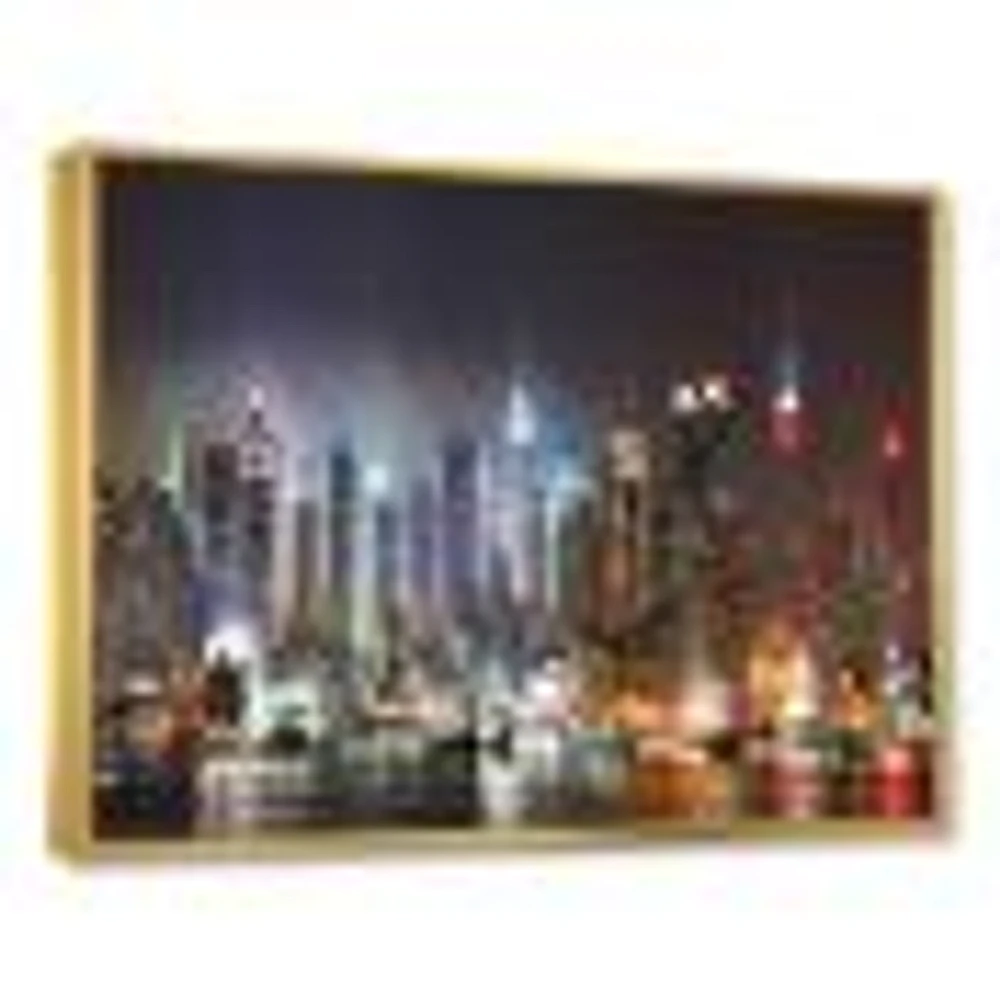 Lit NYC Manhattan Skyline  Canvas Print