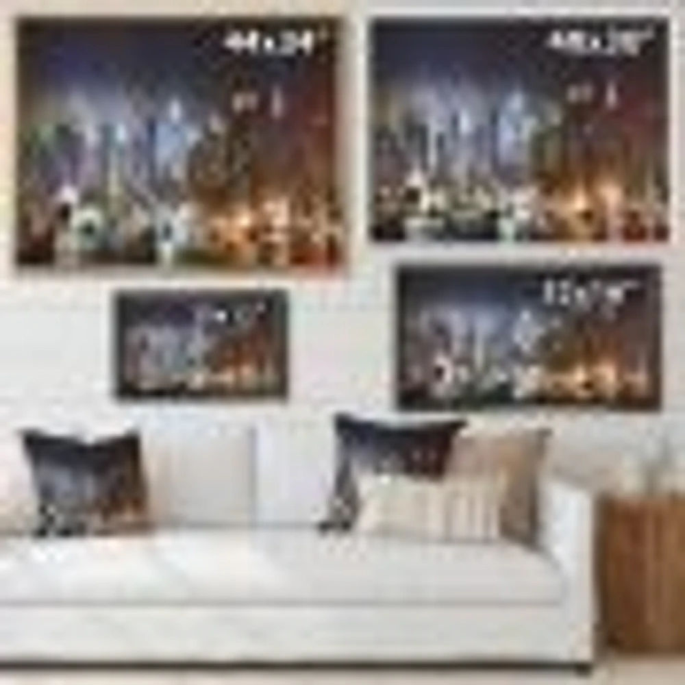 Lit NYC Manhattan Skyline  Canvas Print