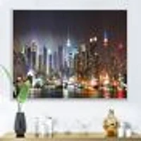 Lit NYC Manhattan Skyline  Canvas Print