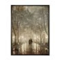 Couple Walking Night Lights  Canvas Print