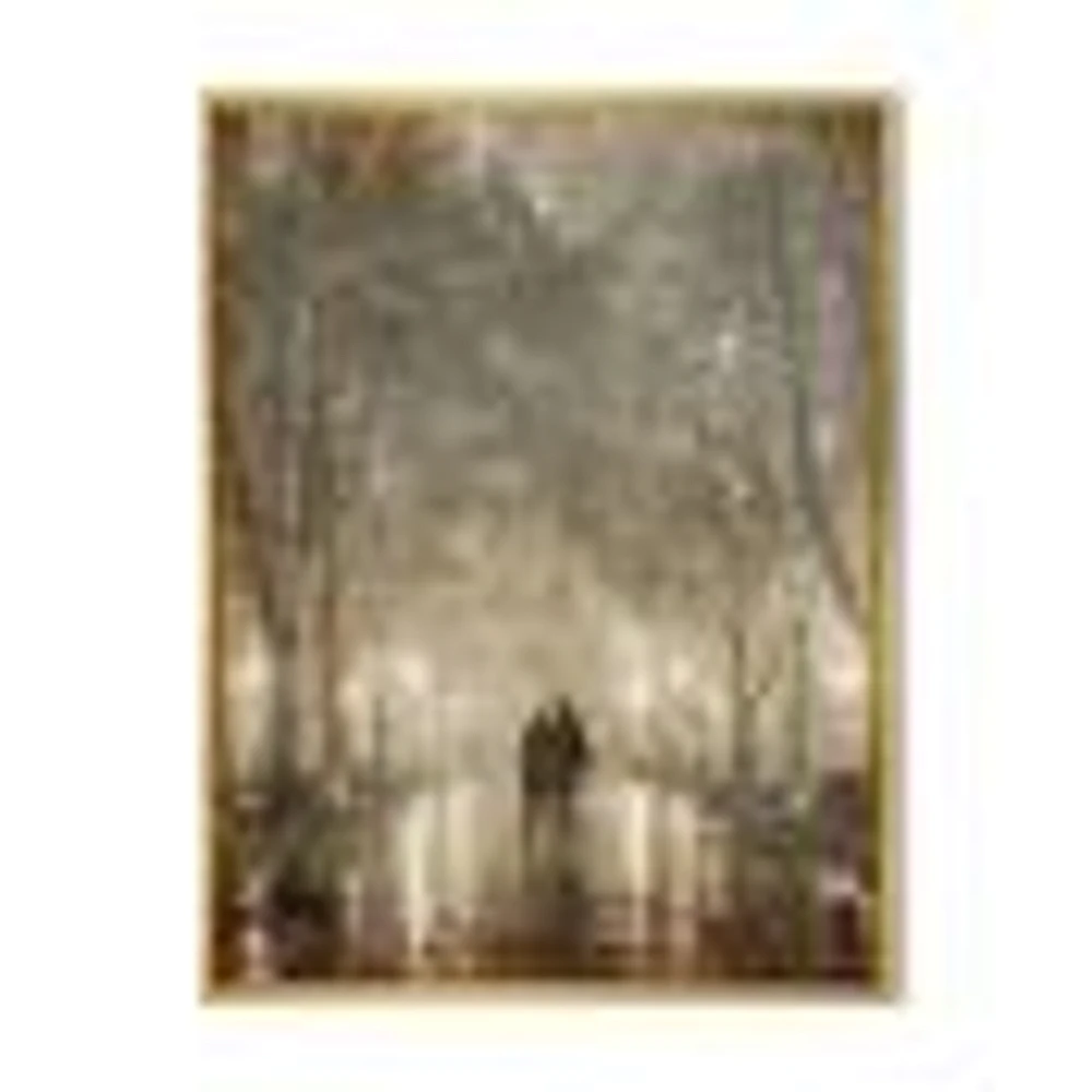 Couple Walking Night Lights  Canvas Print