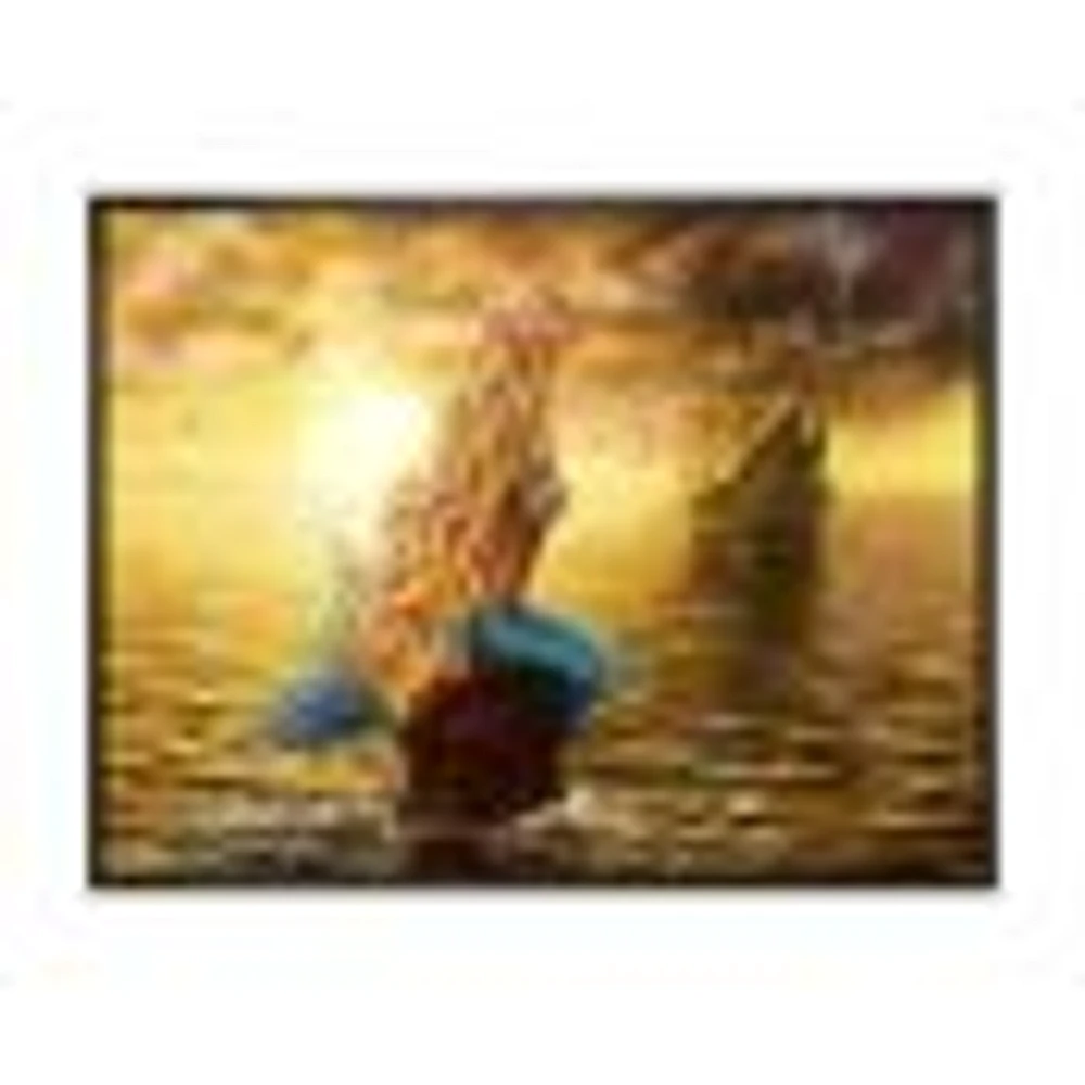 Sea Mermaid with Ghost Ship  Wall Art