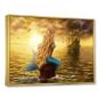 Sea Mermaid with Ghost Ship  Wall Art