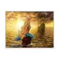 Sea Mermaid with Ghost Ship  Wall Art