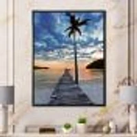 Wooden Pier and Palm Tree  Wall Art