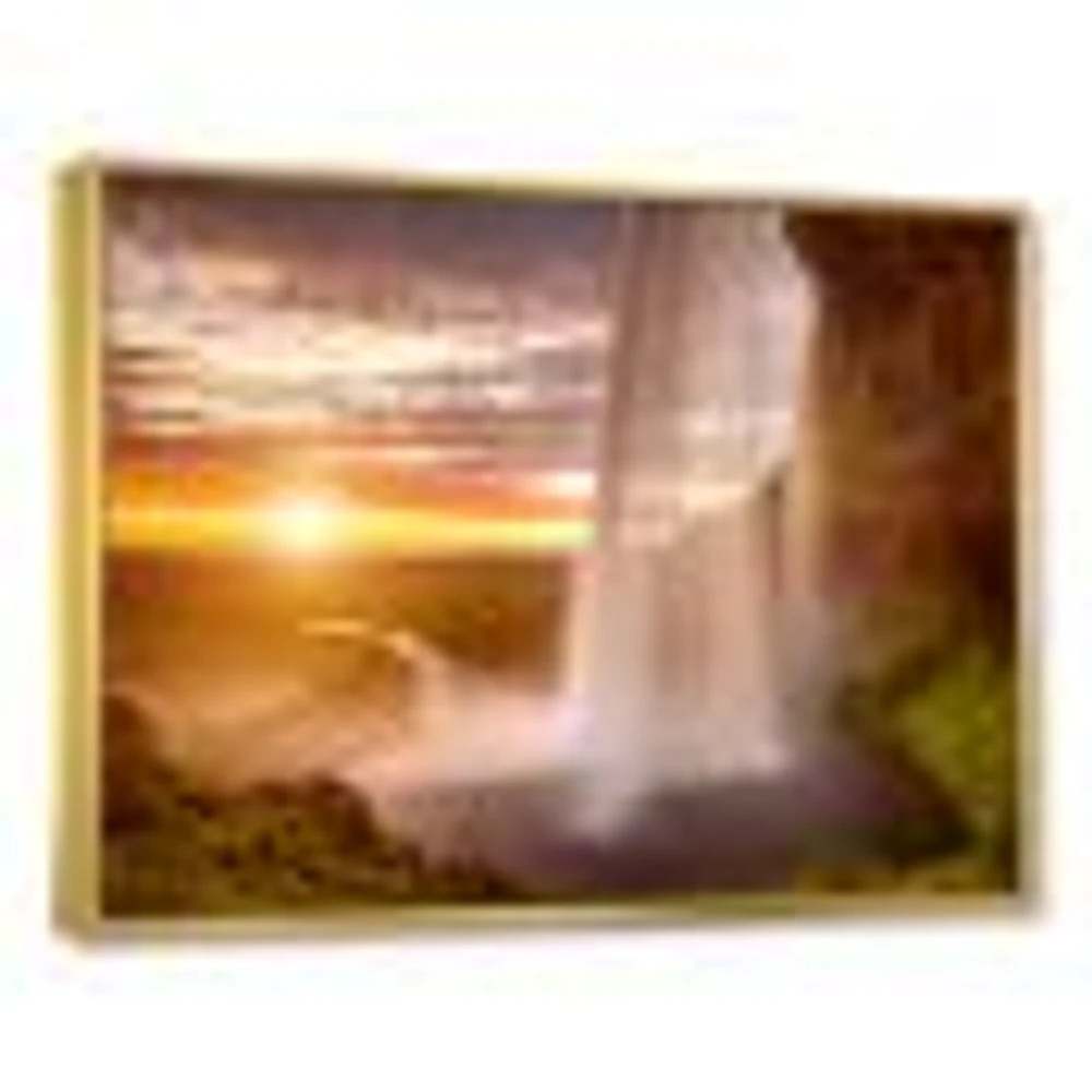 Seljalandsfoss Waterfall at Sunset  Wall Art canvas