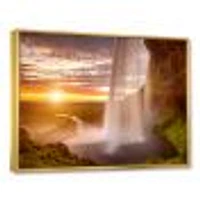 Seljalandsfoss Waterfall at Sunset  Wall Art canvas