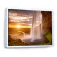 Seljalandsfoss Waterfall at Sunset  Wall Art canvas