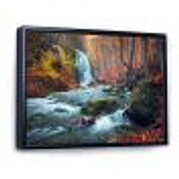 Autumn Mountain Waterfall Long View Canvas Print