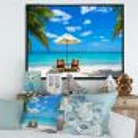 Turquoise Beach with Chairs  Canvas Print