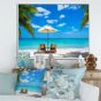 Turquoise Beach with Chairs  Canvas Print