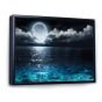 Romantic Full Moon Over Sea  Canvas Art Print