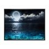 Romantic Full Moon Over Sea  Canvas Art Print