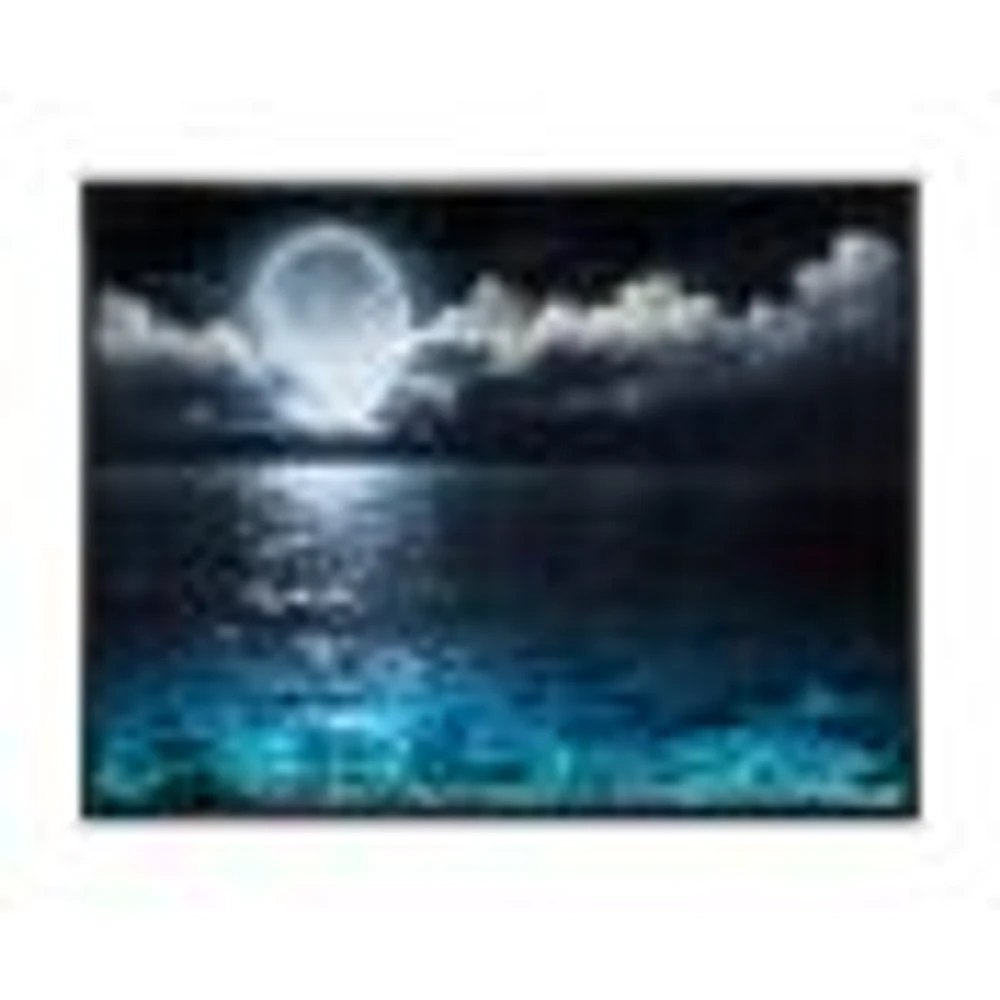 Romantic Full Moon Over Sea  Canvas Art Print