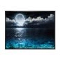 Romantic Full Moon Over Sea  Canvas Art Print