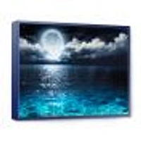 Romantic Full Moon Over Sea  Canvas Art Print