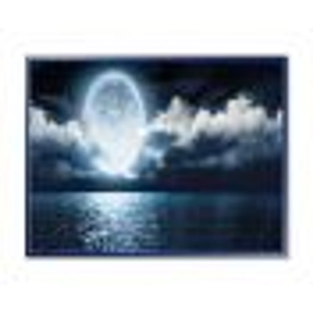 Romantic Full Moon Over Sea  Canvas Art Print