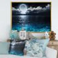 Romantic Full Moon Over Sea  Canvas Art Print