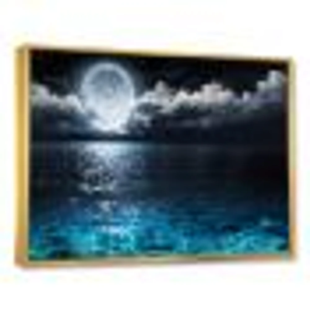 Romantic Full Moon Over Sea  Canvas Art Print