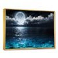 Romantic Full Moon Over Sea  Canvas Art Print