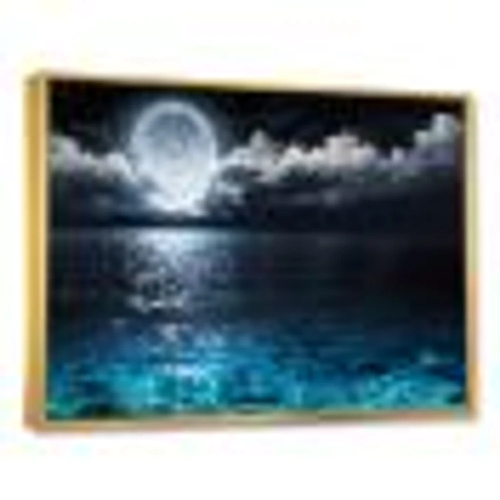 Romantic Full Moon Over Sea  Canvas Art Print