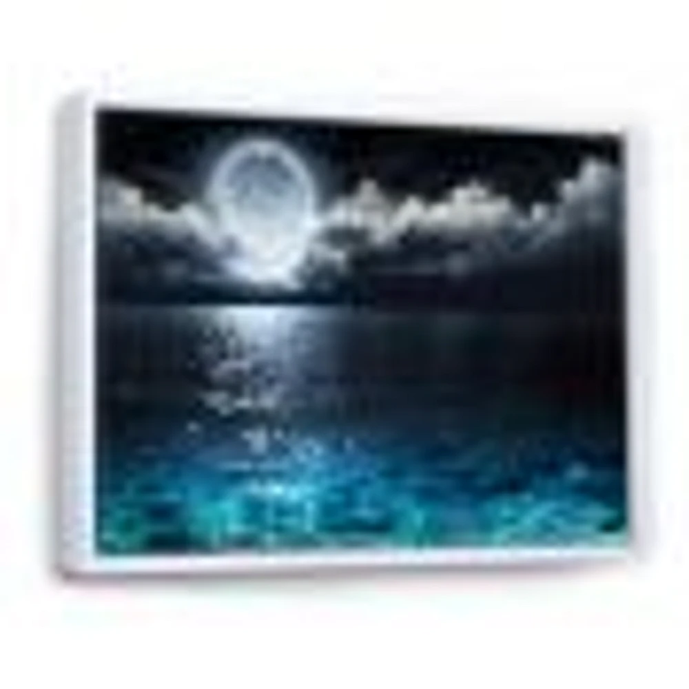 Romantic Full Moon Over Sea  Canvas Art Print