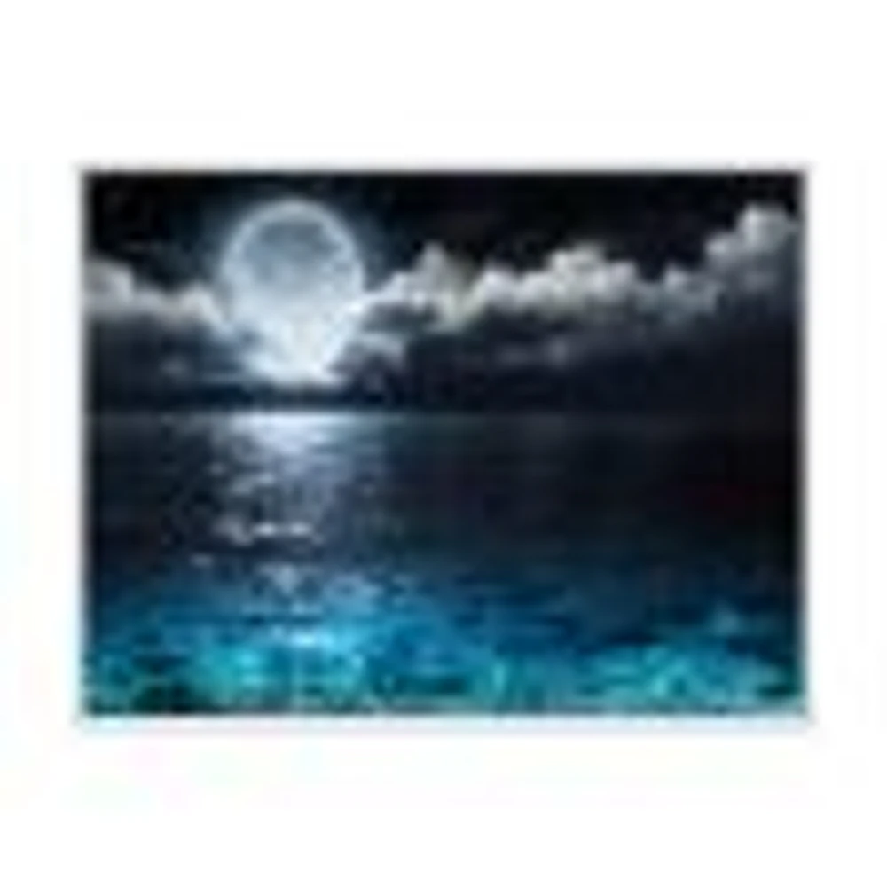 Romantic Full Moon Over Sea  Canvas Art Print