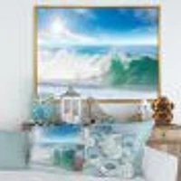 Toile « White and Blue Waves under Sun »