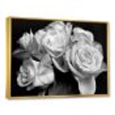 Bunch of Roses Black and White Canvas Art Print