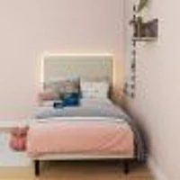 Upholstered Foothill Platform Bed with LED Light and USB Ports by Maison Classique