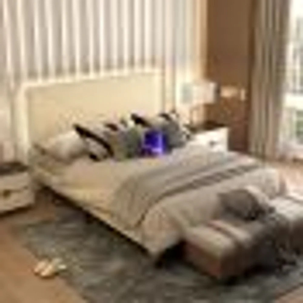 Upholstered Foothill Platform Bed with LED Light and USB Ports by Maison Classique