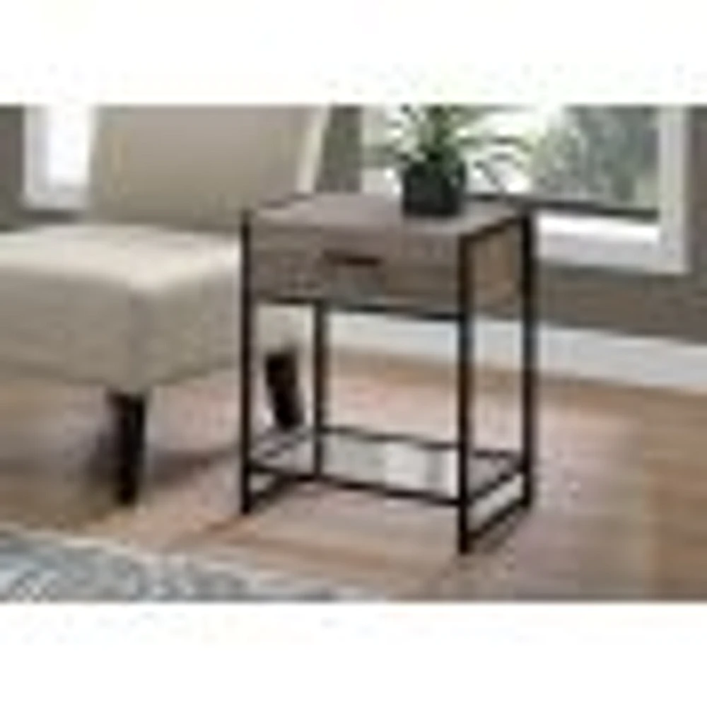 Compact Accent Table with Tempered Glass Shelf