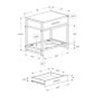 Table d'appoint compacte avec tablette en verre trempé