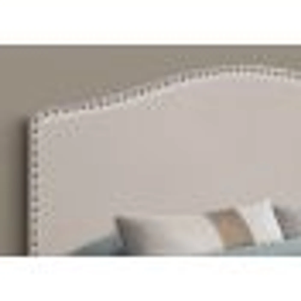 Upholstered Headboard with Antique Brass-Finish Nailheads