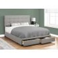 Upholstered Platform Bed with Storage Drawers - Queen