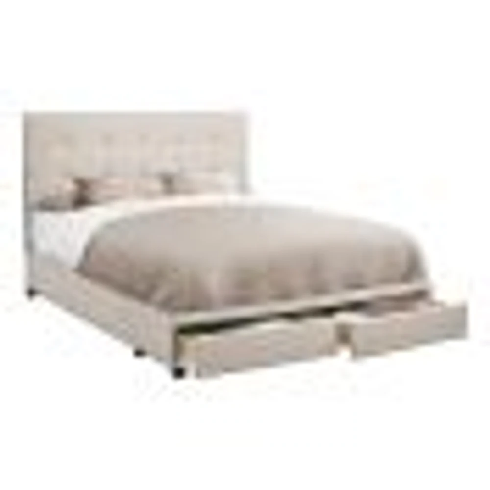 Upholstered Platform Bed with Storage Drawers - Queen