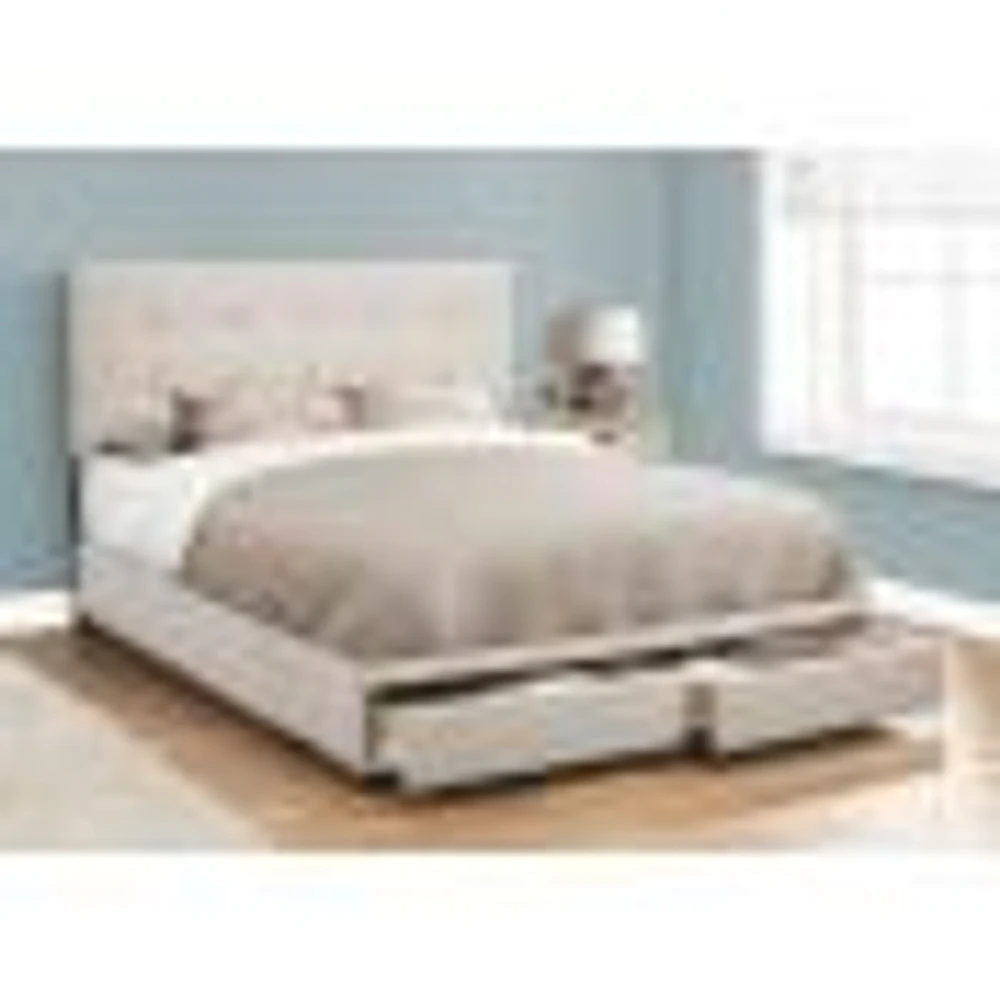 Upholstered Platform Bed with Storage Drawers - Queen