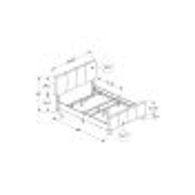 Square-tufted Bed with Linen-look Fabric - Queen