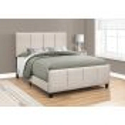 Square-tufted Bed with Linen-look Fabric - Queen