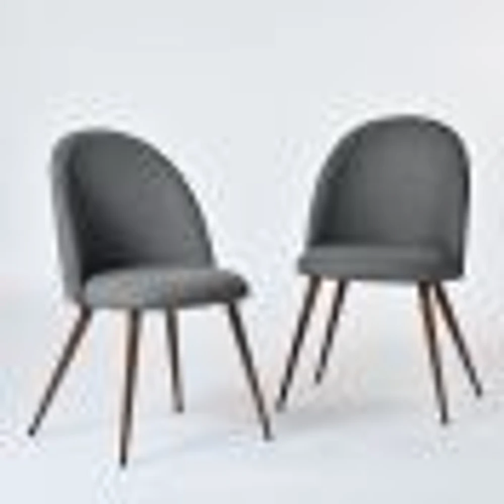 Set of 2 Modern Dining Chairs with Walnut Legs