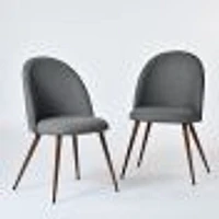 Set of 2 Modern Dining Chairs with Walnut Legs