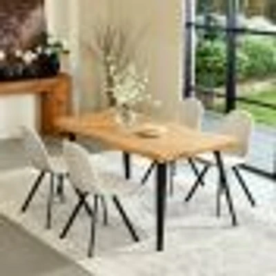 5-Piece Dining Set Wood Table With Beige Swivel Chairs by Maison Classique