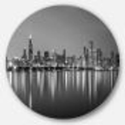 Chicago Skyline at Night Metal Wall art