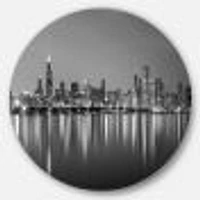 Chicago Skyline at Night Metal Wall art