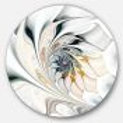White Glass Floral Art Round Wall