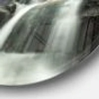 Slow Motion Waterfall on Rocks Large Round Wall Art