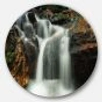 Slow Motion Waterfall on Rocks Large Round Wall Art