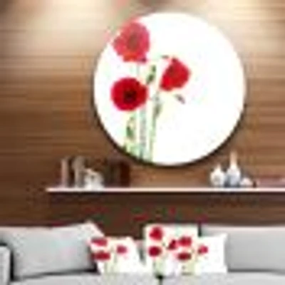 Isolated Red Poppy Flowers Round Wall Art