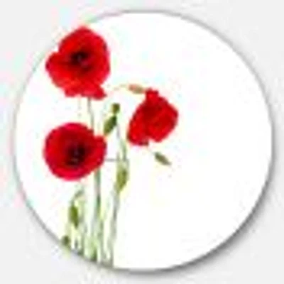 Isolated Red Poppy Flowers Round Wall Art